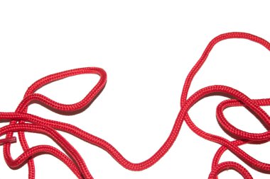 A Close Up of Red Shoe Lace Fabric on a White Background