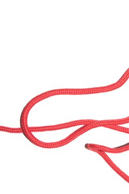 A Close Up of Red Shoe Lace Fabric on a White Background