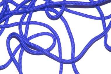 A Close Up of Blue Shoe Lace Fabric on a White Background