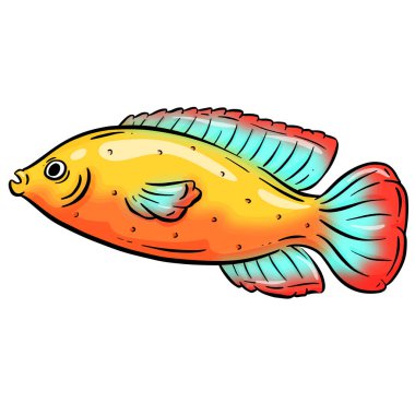 Underwater Marine Fish Cartoon Illustration in a Vector
