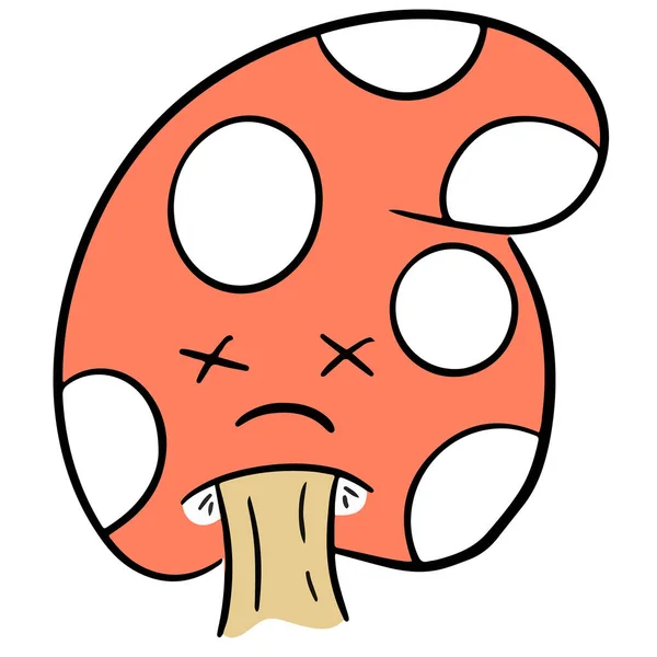 可爱的卡通毒蛇毒蛇蘑菇卡通角色Emoji风格的病媒图解 — 图库矢量图片