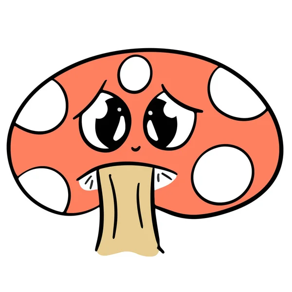 Desenhos Animados Bonitos Toadstool Cogumelo Caráter Dos Desenhos Animados Emoji — Vetor de Stock
