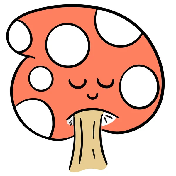 Mignon Dessin Animé Toadstool Champignon Personnage Dessin Animé Emoji Style — Image vectorielle