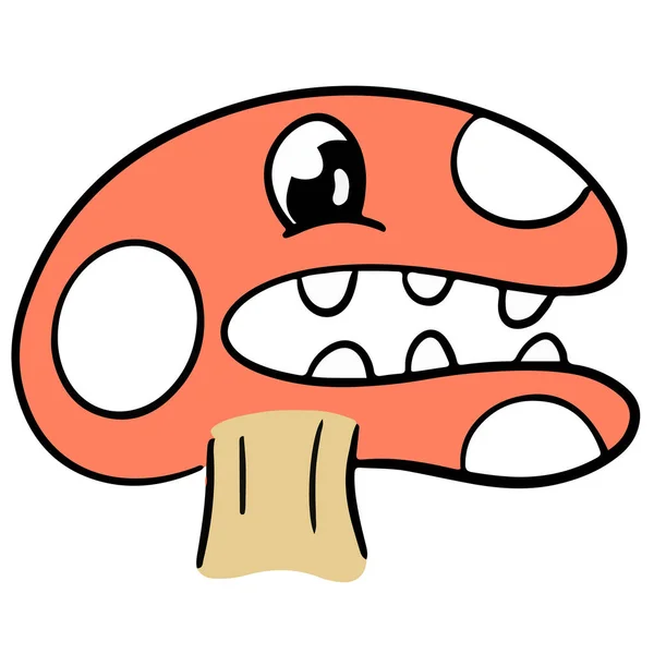 可爱的卡通毒蛇毒蛇蘑菇卡通角色Emoji风格的病媒图解 — 图库矢量图片
