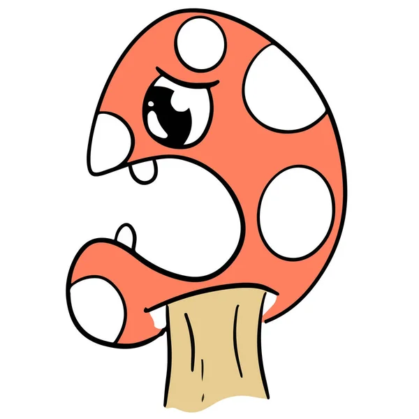 Söt Tecknad Toadstool Svamp Cartoon Character Emoji Style Vector Illustration — Stock vektor