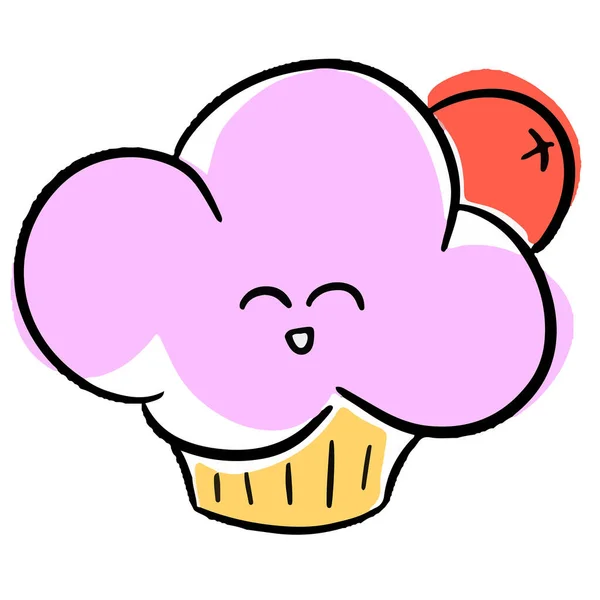 Cupcake Divertido Lindo Personajes Dibujos Animados Pastel Glaseado Dibujos Animados — Archivo Imágenes Vectoriales
