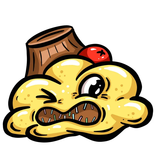 Cute Funny Cupcake Cartoon Characters Cake Frosting Cartoon — Stock Vector