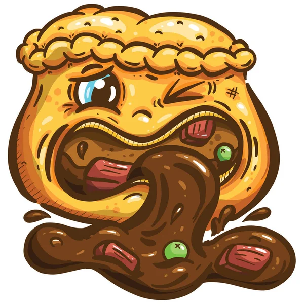 Cartoon Meat Pie Pasty Εικονογράφηση Τροφίμων — Διανυσματικό Αρχείο