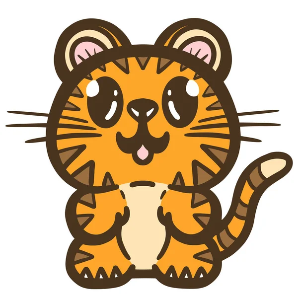 Cute Baby Tiger Cat Ilustracja Dla Dzieci Wektor Logo — Wektor stockowy