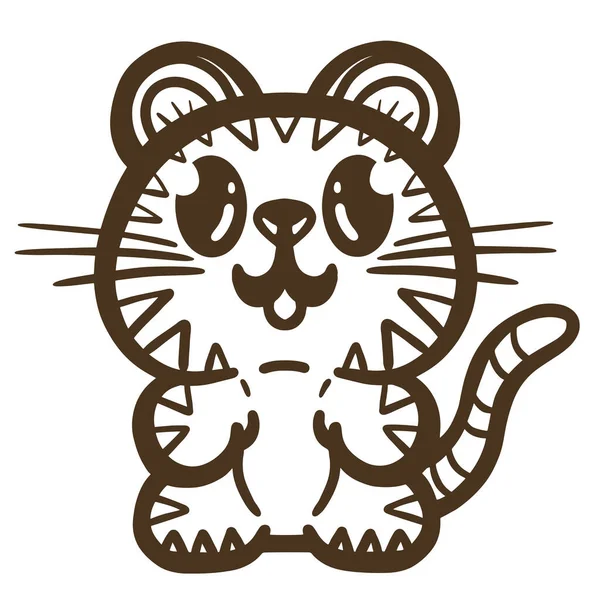 Lindo Bebé Tigre Gato Ilustración Para Niños Vector Logotipo — Vector de stock