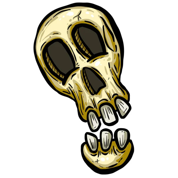 Kreskówkowe Spooky Skull Twarz Charakter Który Jest Zabawny Halloween Lub — Wektor stockowy