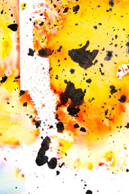 Bir Siyah Mürekkep Canlı Bir Gökkuşağı Renkli Sulu Arkaplan Boyası 'na Dökülüp Dökülüyor