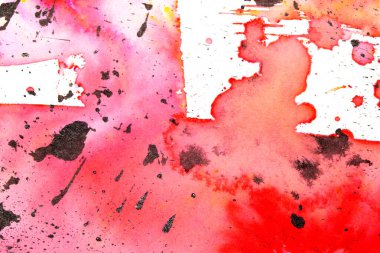 Bir Siyah Mürekkep Canlı Bir Gökkuşağı Renkli Sulu Arkaplan Boyası 'na Dökülüp Dökülüyor