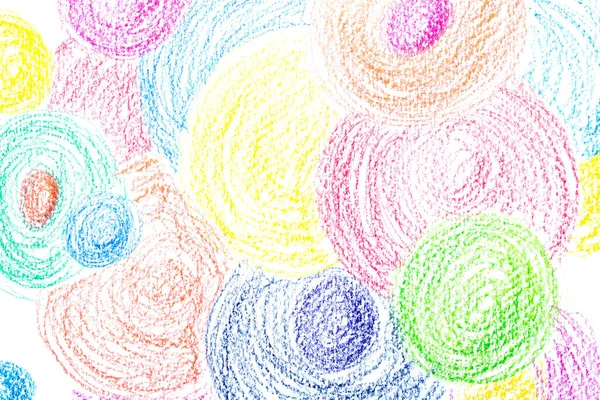 A Geometric Pencil Coloring Drawing of Colours and Texture on a White Background Childrens Style