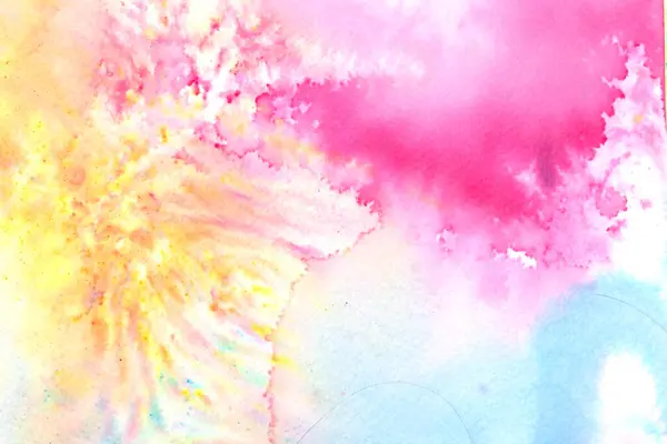 Vibrant Watercolor Paint White Background Splatters Blending Colours Pretty Rainbow — Stock Photo, Image