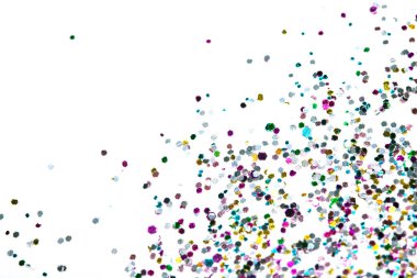 Beyaz Arkaplanda Renkli Konfeti Parıltısı