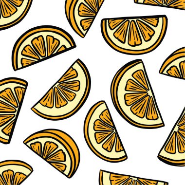 Meyve Dilimleri Çizimsel Grafik Tasarımı Turuncu