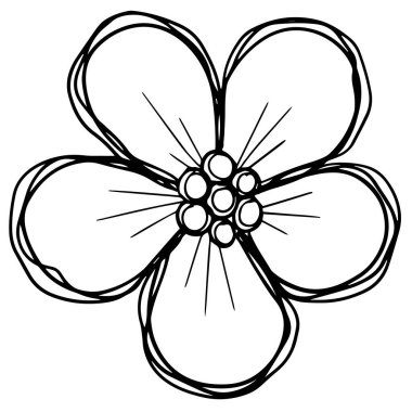 Logo El Çizimi Yaban Çiçeği Çiçeği Simgesinin Karalamalı Tasarımı 