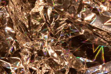 Arkaplan İçin Parlak Holografik Buruşuk Altın Bronz Kağıt