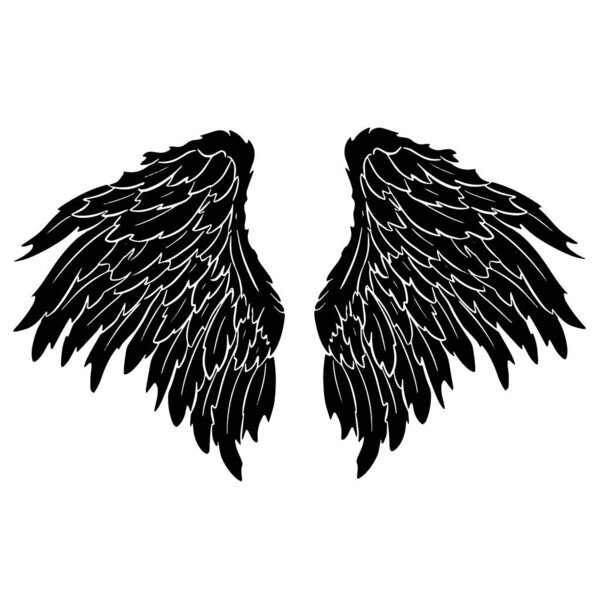 Перо Крылья в виде Ангела или Дракона Иллюстрация в векторе