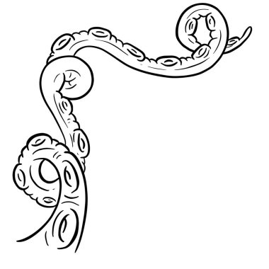 Çizgi film ahtapotu dokunaçlı Cthulhu Siyah ve Beyaz Clipart Vektörü 