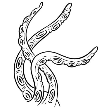 Çizgi film ahtapotu dokunaçlı Cthulhu Siyah ve Beyaz Clipart Vektörü 