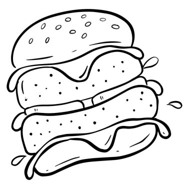 Komik Çizgi film Biftek Burger veya Çizburger Logosu