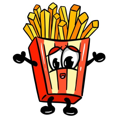 Çizgi roman Fast Food Konteynır Resimlerinde Patates Kızarttı