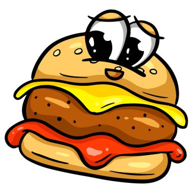 Komik Çizgi film Biftek Burger veya Çizburger Logosu