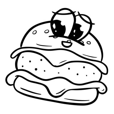 Komik Çizgi film Biftek Burger veya Çizburger Logosu