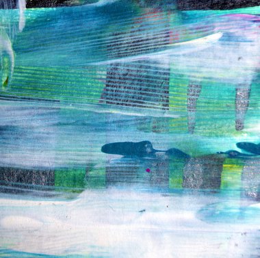 Soyut Siyah Boya Çizgileri ve Beyaz Arkaplanda Yapılan Renkli Kareler