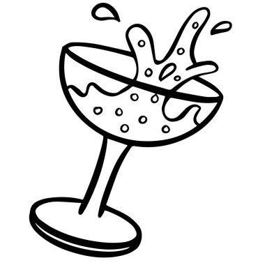 Kutlama Kokteyl Flüt Bardağı Alkol Sıvısı Festivali Clipart Çizgi Film Biçimi 