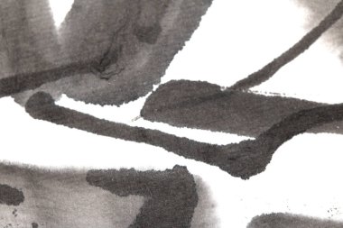 Monokrom Siyah ve Beyaz Mürekkep Yıkama Nazik Gradyan Arkaplanı Çizgiler ve Kağıt Tanesinde Grilikler