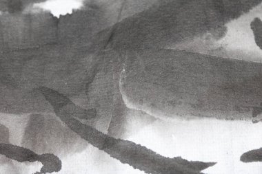 Monokrom Siyah ve Beyaz Mürekkep Yıkama Nazik Gradyan Arkaplanı Çizgiler ve Kağıt Tanesinde Grilikler