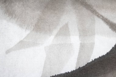 Monokrom Siyah ve Beyaz Mürekkep Yıkama Nazik Gradyan Arkaplanı Çizgiler ve Kağıt Tanesinde Grilikler