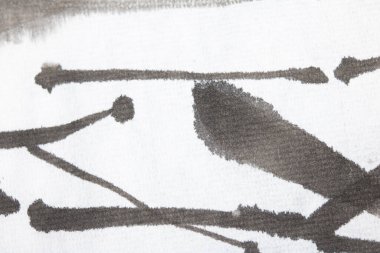 Monokrom Siyah ve Beyaz Mürekkep Yıkama Nazik Gradyan Arkaplanı Çizgiler ve Kağıt Tanesinde Grilikler