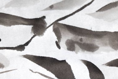 Monokrom Siyah ve Beyaz Mürekkep Yıkama Nazik Gradyan Arkaplanı Çizgiler ve Kağıt Tanesinde Grilikler