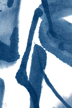 Tek Renkli Mavi ve Beyaz Mürekkep Yıkama Gradyan Arkaplanı Kağıt Tanesinde Çizgiler