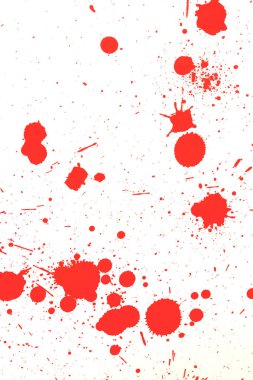 Kan Kırmızısı Kirli Yaratıcı Mürekkep Damlalar ve Mürekkep lekesi Beyaz Arkaplana Kapanıyor