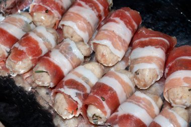 Pigs In Blankets Meat Bacon and Sausage Wrapped Together clipart