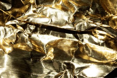 Buruşuk ve Buruşuk Altın Parlak Metal Arkaplan