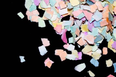 Yırtık Kağıt Tabaka Konfeti Renkli Hassas Soyut Doku Siyah Arkaplan