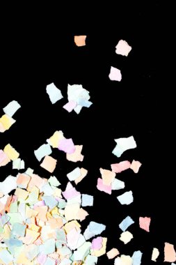 Yırtık Kağıt Tabaka Konfeti Renkli Hassas Soyut Doku Siyah Arkaplan