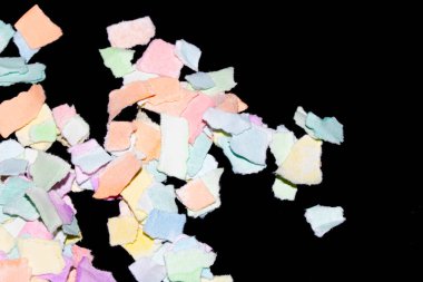 Yırtık Kağıt Tabaka Konfeti Renkli Hassas Soyut Doku Siyah Arkaplan