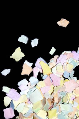 Yırtık Kağıt Tabaka Konfeti Renkli Hassas Soyut Doku Siyah Arkaplan