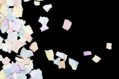 Yırtık Kağıt Tabaka Konfeti Renkli Hassas Soyut Doku Siyah Arkaplan