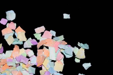 Yırtık Kağıt Tabaka Konfeti Renkli Hassas Soyut Doku Siyah Arkaplan