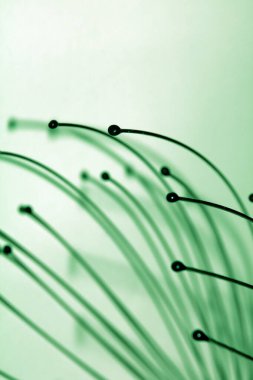 fiber optik kablolar makro mavi renk tonlu resimle kapat