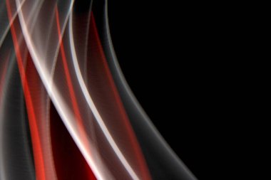 Siyah Arkaplanda Neon Kırmızı ve Beyaz Işık Soyut Çizgiler Girdap ve Dalgalar