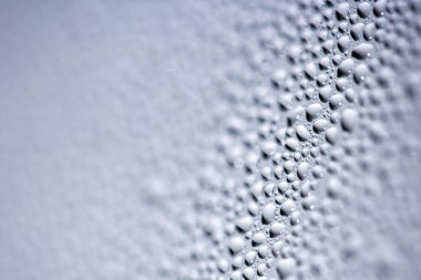 Su Damlacıklarının Kapanışı Sıvı Kabarcıklar Soyut Arkaplan Yumuşak Mavi